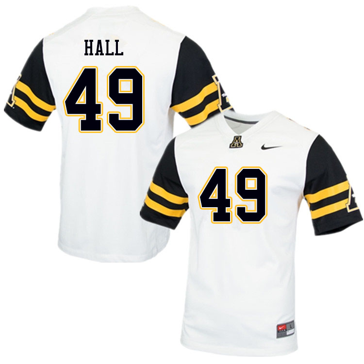 Men #49 Blythe Hall Appalachian State Mountaineers College Football Jerseys Sale-White - Click Image to Close